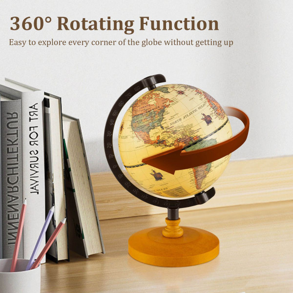 5.5-Inch Desktop Rotating Antique World Globe product image