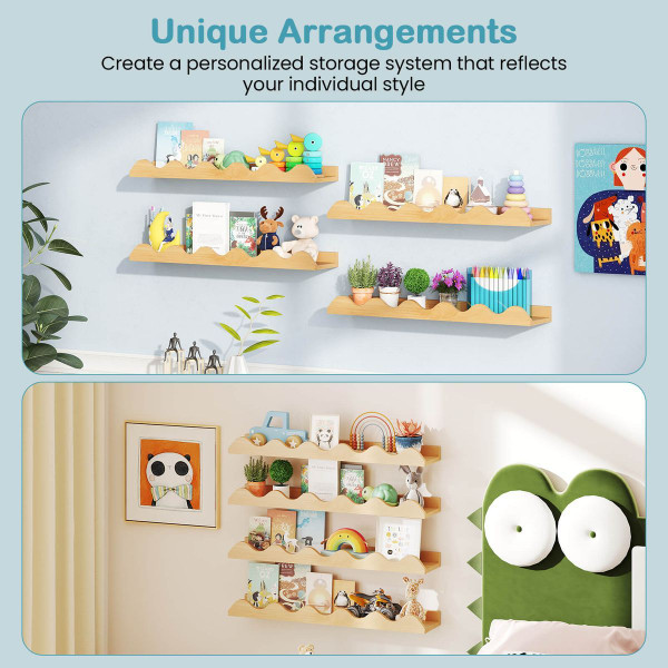 Kids Wave-Shaped Bookshelf (Set of 4) product image