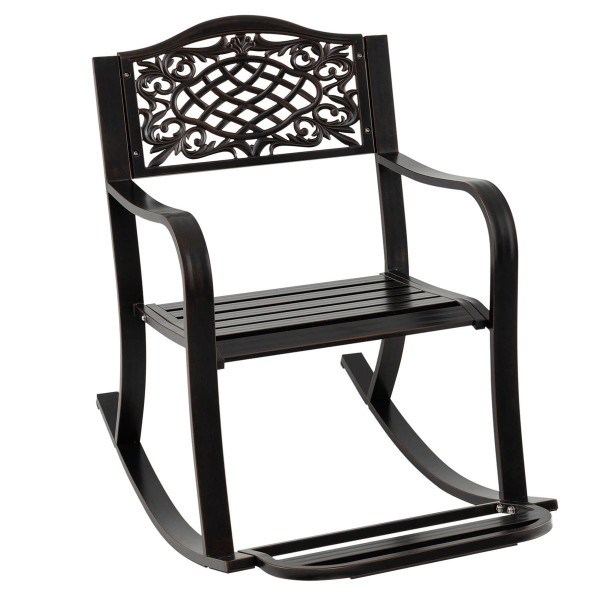 Outdoor Patio Rocking Chair with Floral Backrest Design product image