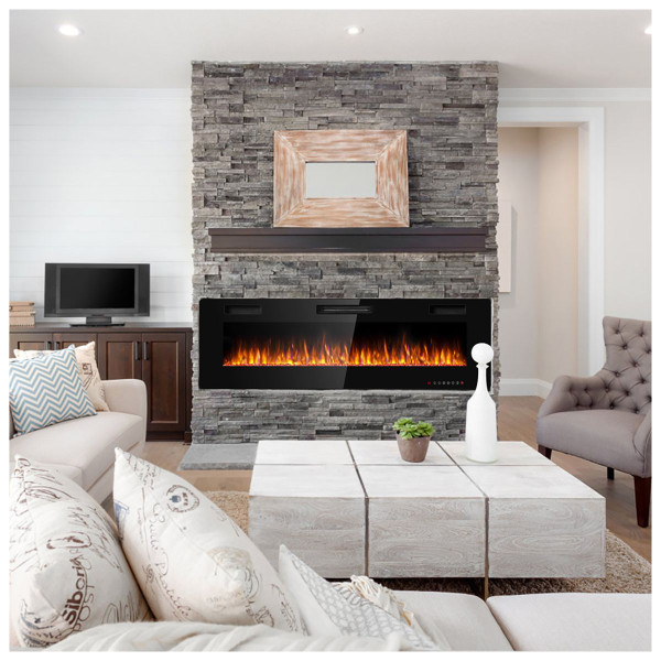 Electric Ultra Thin Wall Mounted Recessed Fireplace product image