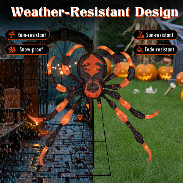 52” Spider Decoration with Flickering Warm White LEDs product image 52” Spider Decoration with Flickering Warm White LEDs product image