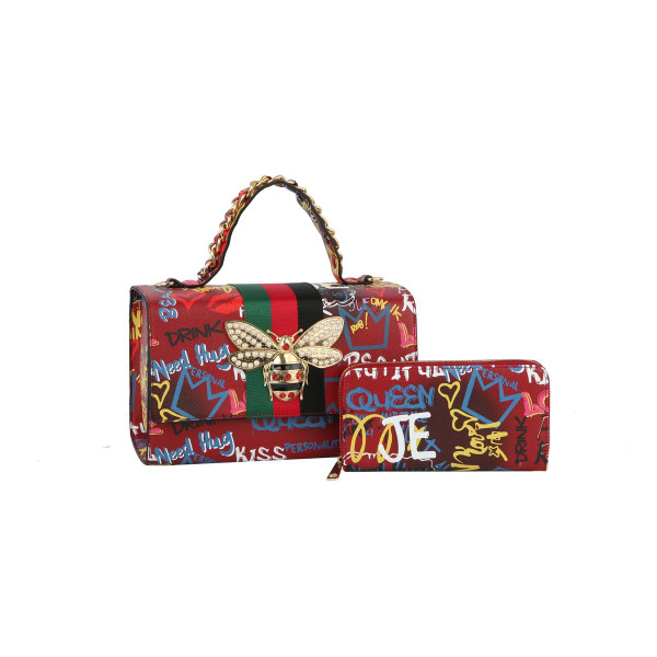 Graffiti Bee Print Satchel & Wallet Set product image Graffiti Bee Print Satchel & Wallet Set product image