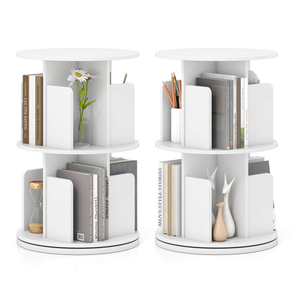 2-Tier Rotating Bookshelf with 360° Swivel product image
