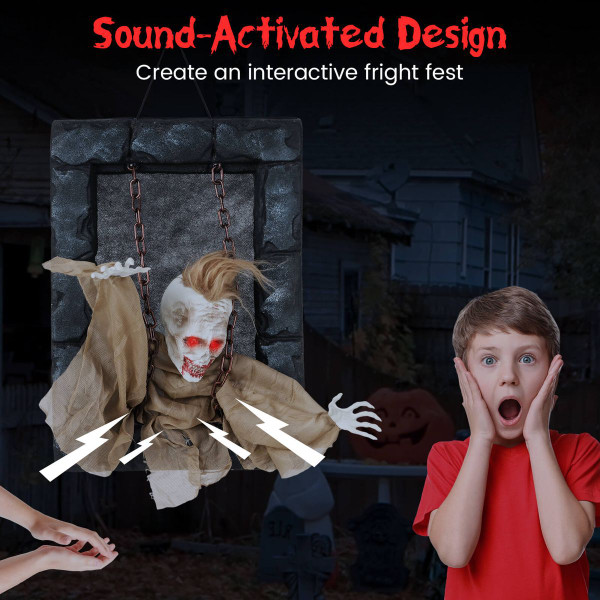 Hanging Animated Zombie Prisoner Halloween Decoration product image Hanging Animated Zombie Prisoner Halloween Decoration product image