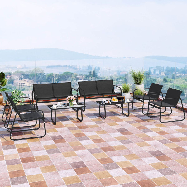 8-Piece Patio Furniture Set with Tempered Glass Top product image