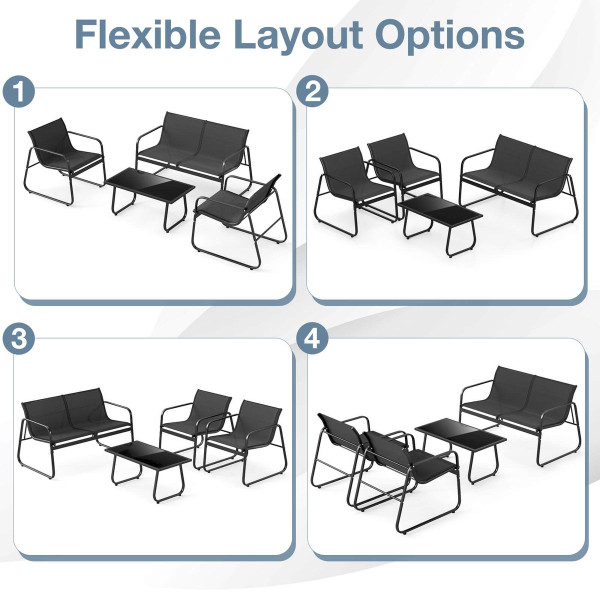 8-Piece Patio Furniture Set with Tempered Glass Top product image