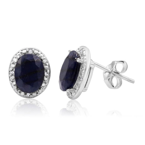 4 1/2 Carat Sapphire and Halo Diamond Stud Earrings product image