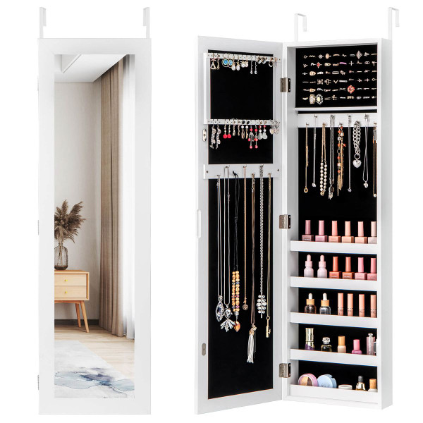Door-Mounted Jewelry Armoire with Full-Length Mirror product image