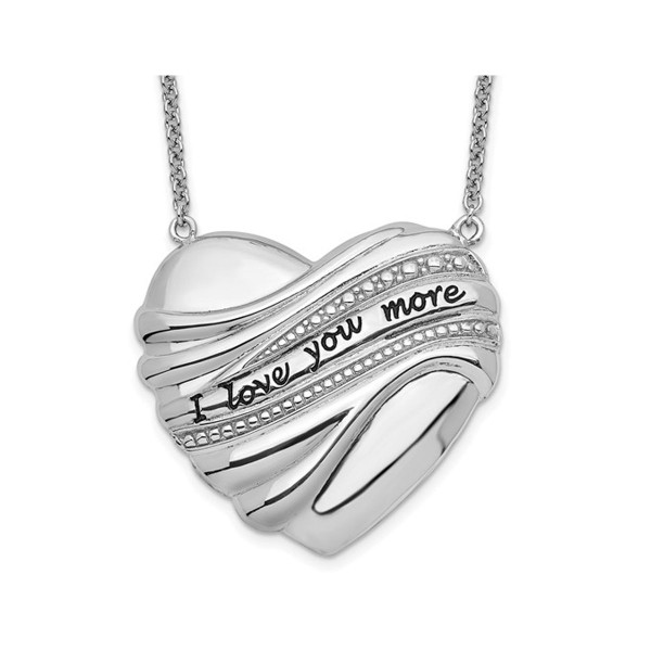 Antiqued 'I Love You More' Heart Pendant Necklace  product image