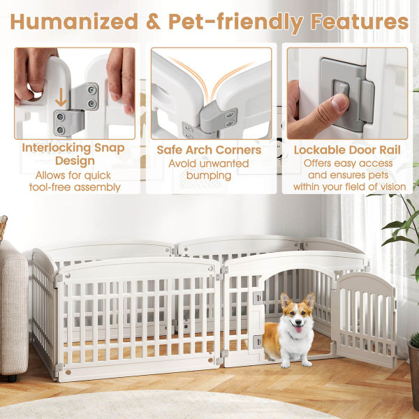 Panel Plastic Dog Playpen with Lockable Gate product image Panel Plastic Dog Playpen with Lockable Gate product image