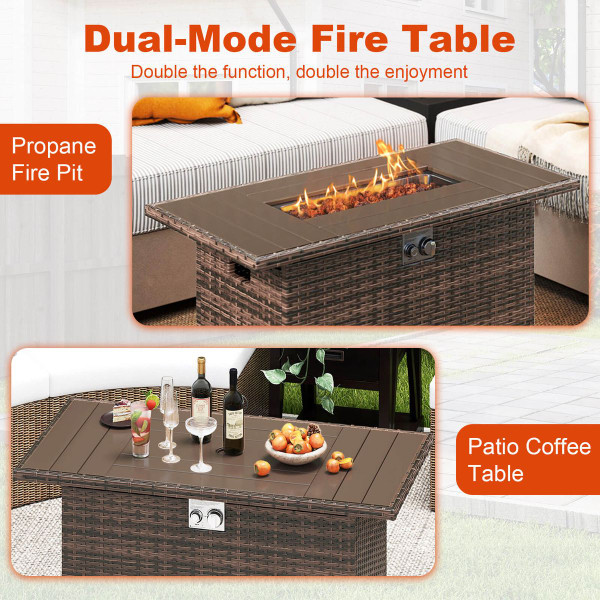 44.5" Propane Fire Pit Table with Metal Slatted Tabletop product image