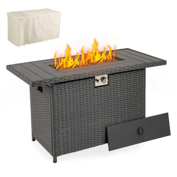 44.5" Propane Fire Pit Table with Metal Slatted Tabletop product image