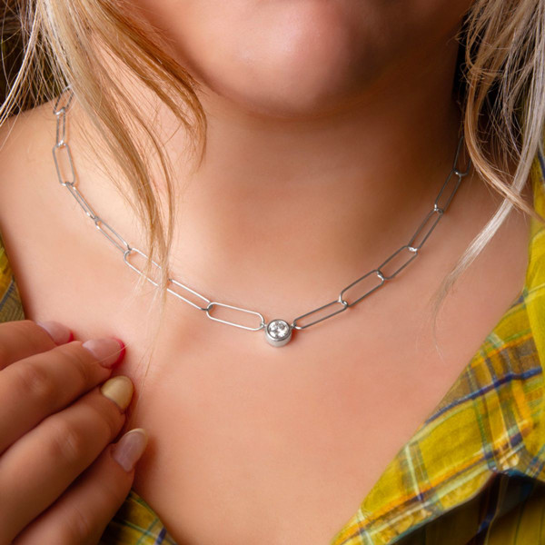 1 Carat Real Diamond Necklace with Paperclip Chain product image