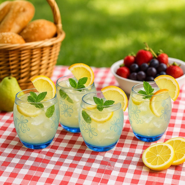 Epure Denali Rocks 13.75 oz Floral Print Glasses (Set of 4) product image