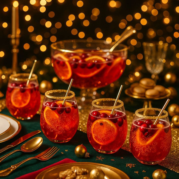 Epure Glassware Denali Rocks 13.75 oz Red Spray Flower-Print Cups (Set of 4) product image