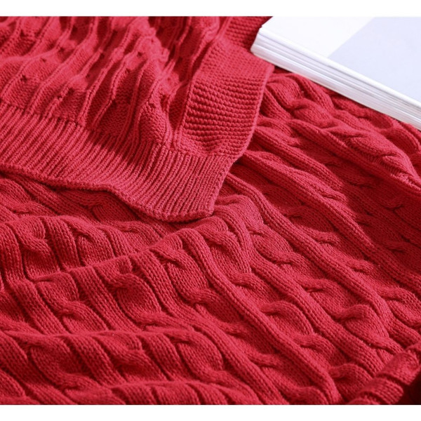The Nesting Company Oak 100% Cotton Cable Knitted Throw Blanket product image