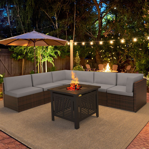 7 Piece Outdoor Patio Furniture Set with Fire Pit Table product image