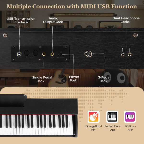 88-Key Hammer Action Weighted Electric Piano with Dual Speakers product image