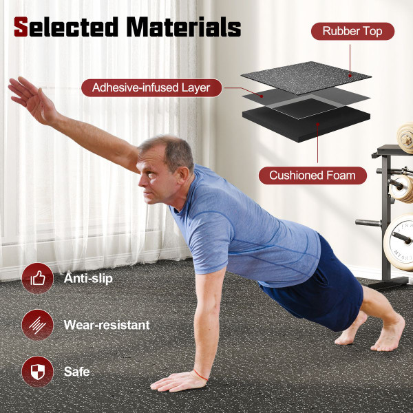 0.79” Rubber Top Cushioned Exercise Mat with Adhesive-Infused Layer product image
