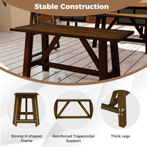 Wooden Dining Bench with Trapezoidal Support product image Wooden Dining Bench with Trapezoidal Support product image