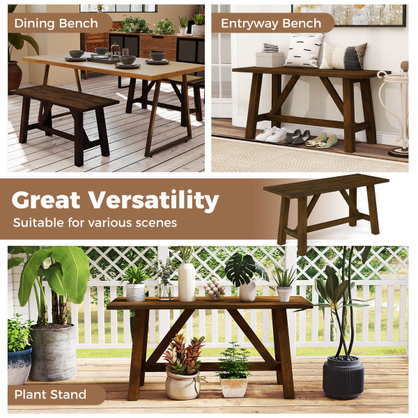 Wooden Dining Bench with Trapezoidal Support product image Wooden Dining Bench with Trapezoidal Support product image