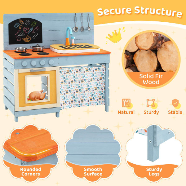 Kids' Wooden Kitchen Play Set with Circulation Faucet product image