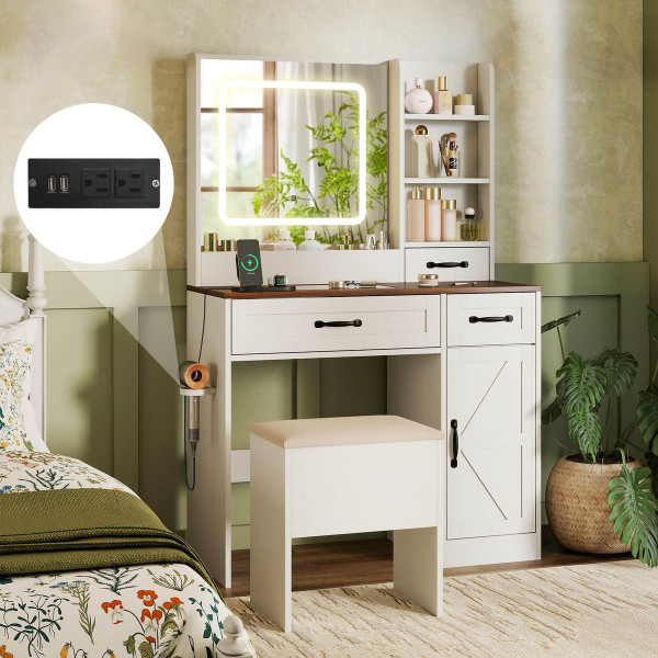 Adjustable Lighted Vanity Desk with Built-In Charging Station product image Adjustable Lighted Vanity Desk with Built-In Charging Station product image