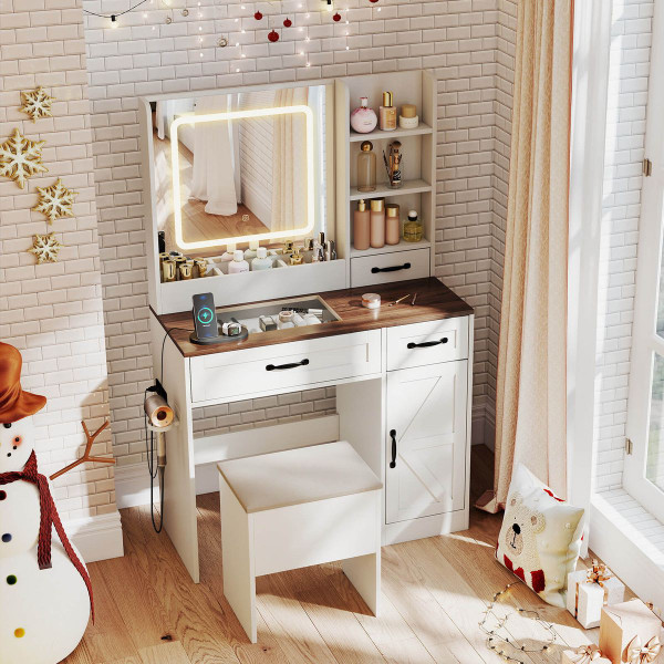 Adjustable Lighted Vanity Desk with Built-In Charging Station product image Adjustable Lighted Vanity Desk with Built-In Charging Station product image