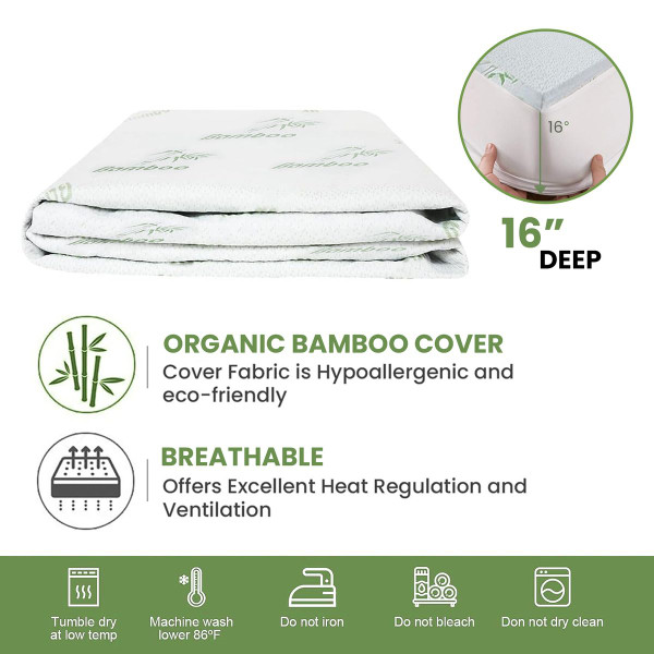 Ultra Soft Bamboo Waterproof Queen Size Mattress Cover product image