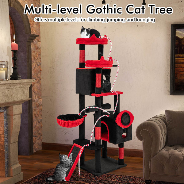 Gothic Cat Tree with 2 Cat Condos and 2 Plush Perches product image Gothic Cat Tree with 2 Cat Condos and 2 Plush Perches product image