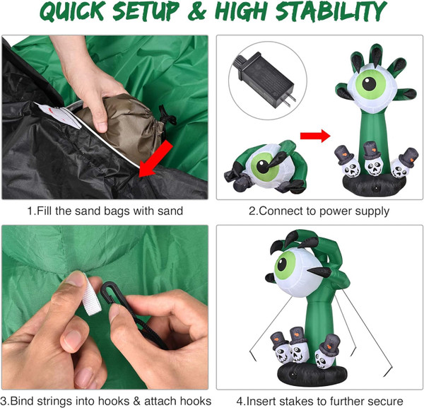 6FT Halloween Inflatable Monster Hand Eyeball with LED Lights  product image 6FT Halloween Inflatable Monster Hand Eyeball with LED Lights  product image