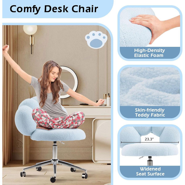 Vanity Chair with Wheels and Adjustable Height product image