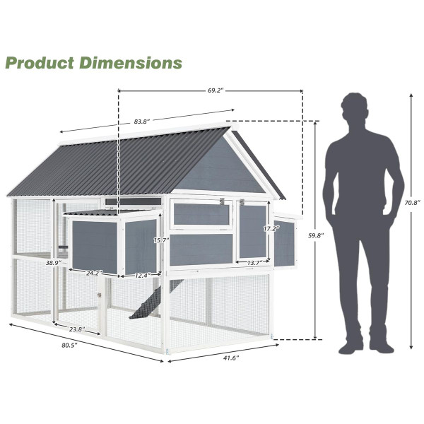 84” Wooden Hen House Poultry Cage  product image