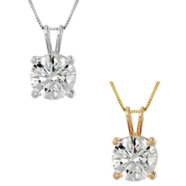 2-Carat Round Brilliant Moissanite Necklace in 14K Gold product image