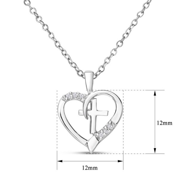 Real Diamond Cross and Heart Necklace In Sterling Silver product image