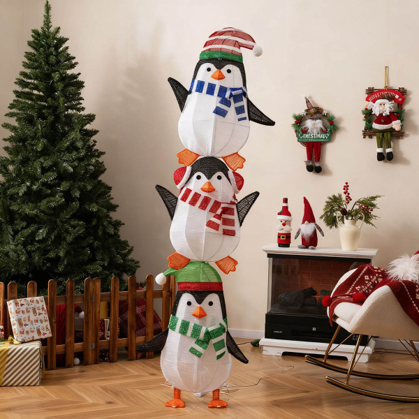 Set of 3 Lighted Penguins Decoration with 156 Warm White Lights product image