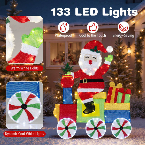 Lighted Santa on Train Christmas Decoration product image