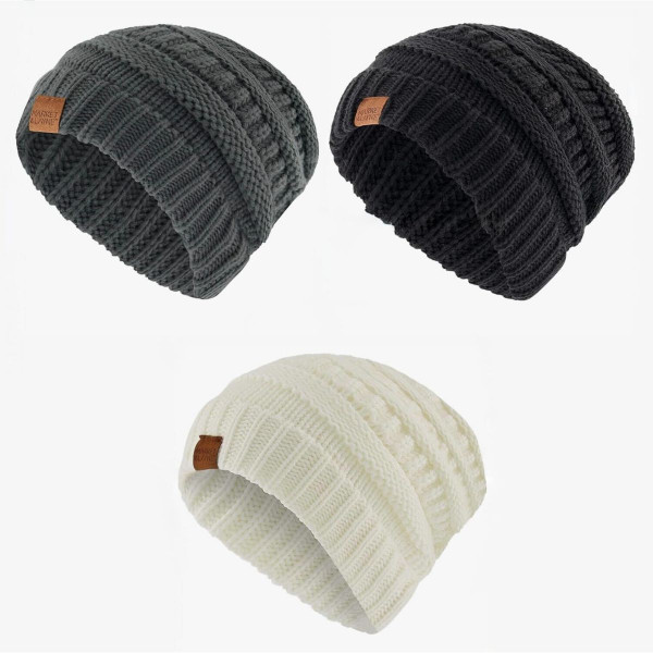 Market & Layne Thick Chunky Knit Beanies (3-Pack) product image