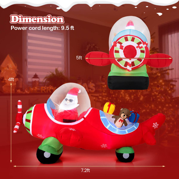 7.2 ft  LED Christmas Airplane Inflatable Decoration  product image