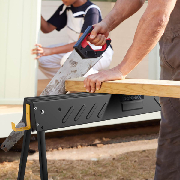 Ironmax Heavy-Duty Metal Sawhorses with 2x4 Supporting Arms (2-Pack) product image