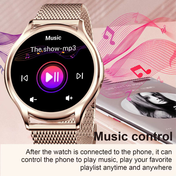 Ladies Smart Watch Bluetooth Call Sports Fitness Tracker Body Sleep Monitor Steel Smart Bracelet Waterproof Women Smartwatch Color Gold product image