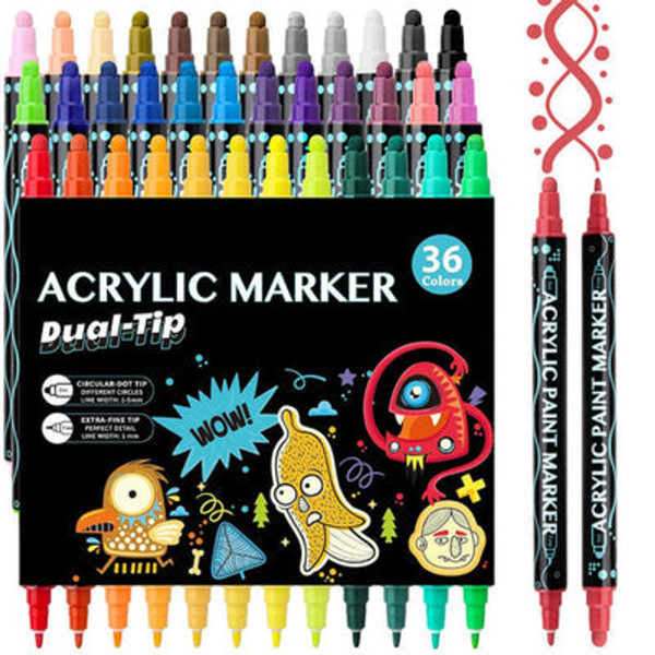 Dual Tip Acrylic Paint Marker Pens (24 or 36 Count) product image