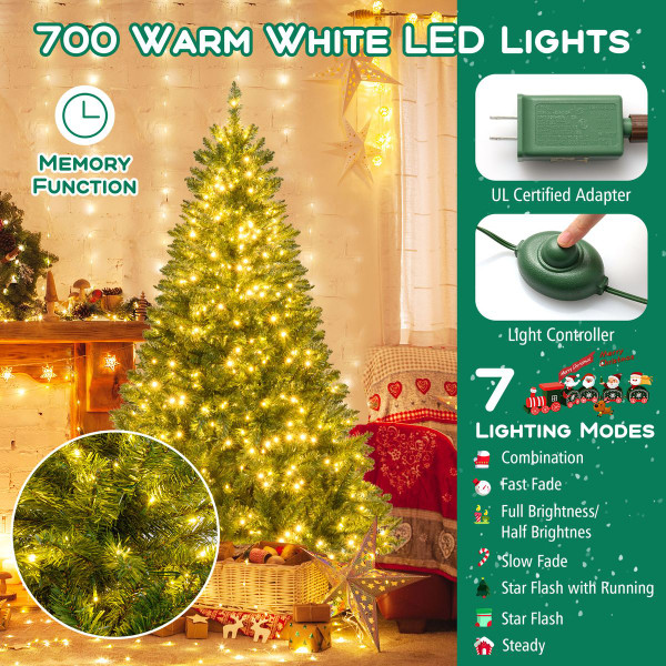 Artificial Christmas Tree with Lush Branch Tips and Warm LED Lights product image