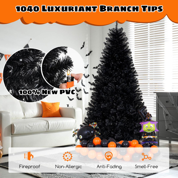 Halloween Tree with Black Branch Tips and Orange, Purple LED Lights product image