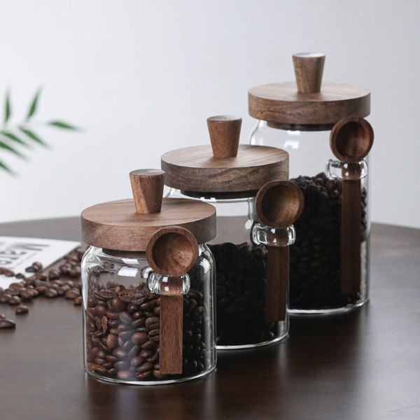 Glass Jars with Wooden Lids and Scoop (3-Pieces) product image