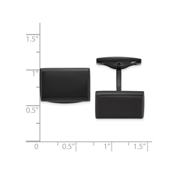 Mens Black Plated Rectangle Cuff Links in Stainless Steel product image