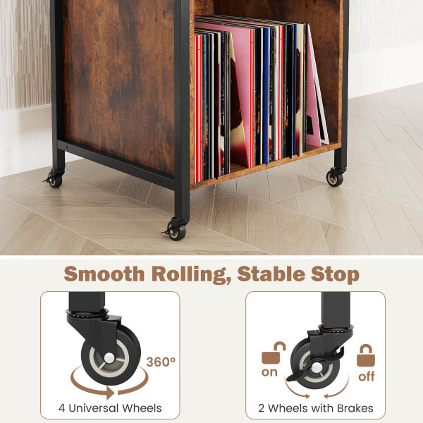 Mobile Record Player Stand with Power Cubby  product image