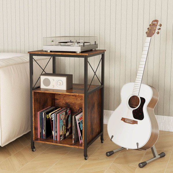 Mobile Record Player Stand with Power Cubby  product image