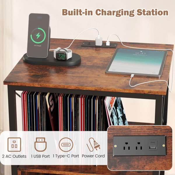 Mobile Record Player Stand with Power Cubby  product image