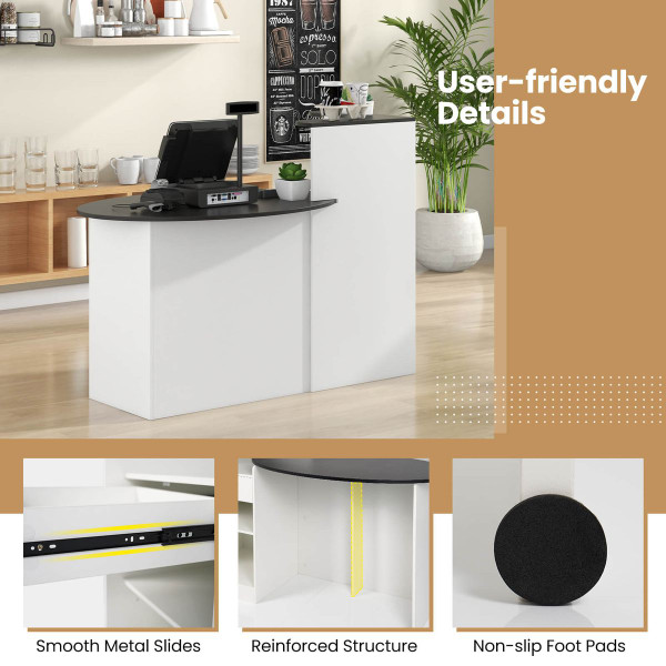Reception Desk with Lockable Drawer and Adjustable Shelf product image